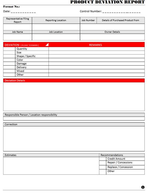 project deviation report template